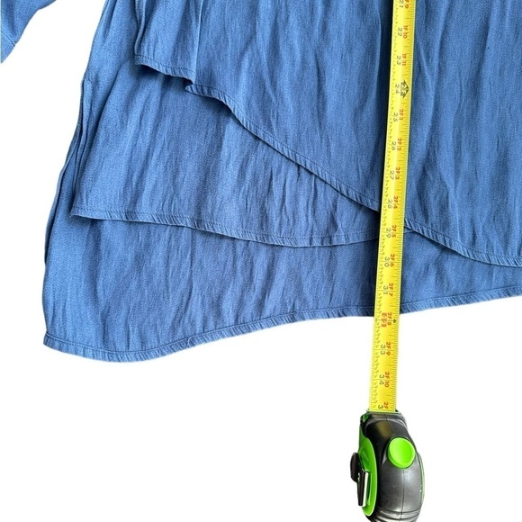 Soft Surroundings In the Study Blue Asymmetrical Pullover Lightweight Henley - Picture 4 of 12